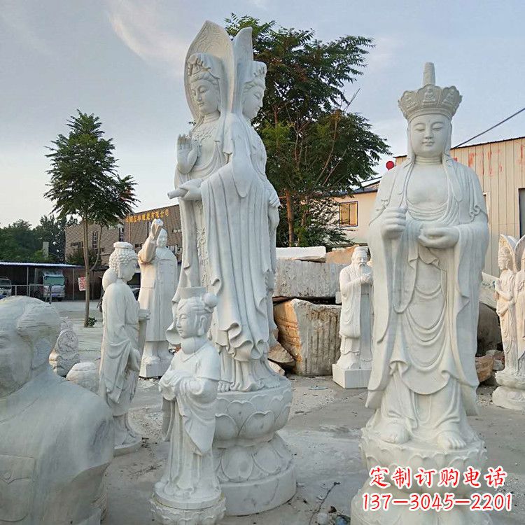 信阳中领雕塑-观音石雕汉白玉菩萨