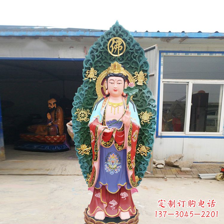 信阳艺术精致观音玻璃钢彩绘雕塑