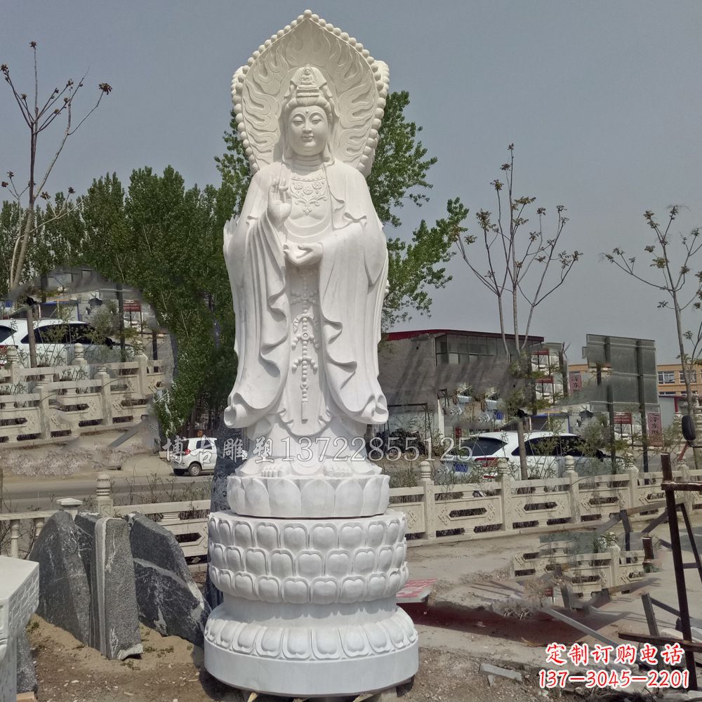 信阳观音菩萨汉白玉石精美雕塑