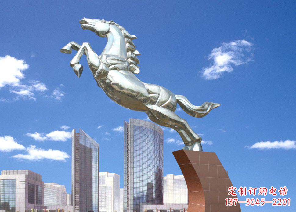 信阳广场奔马不锈钢雕塑