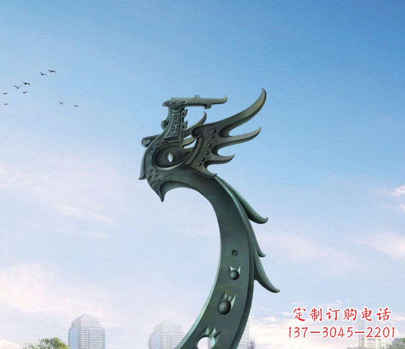 信阳中领雕塑|抽象凤凰不锈钢雕塑