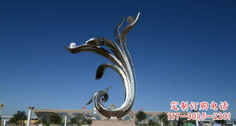 信阳优雅迷人的不锈钢抽象凤凰雕塑