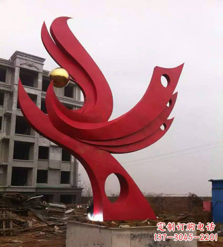 信阳全新抽象凤凰不锈钢雕塑