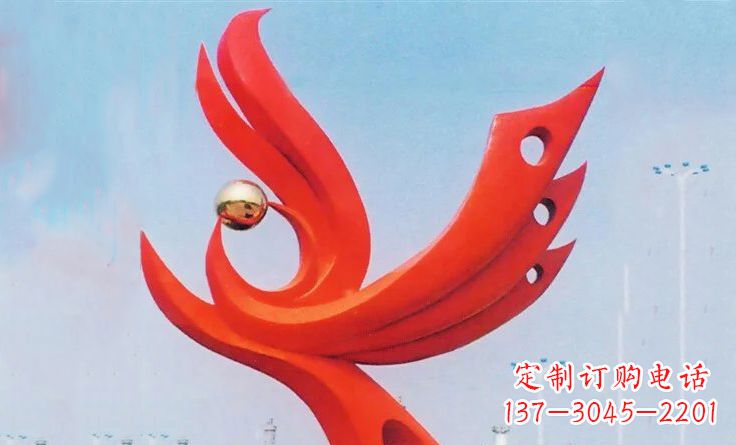 信阳新中领雕塑-不锈钢抽象凤凰雕塑