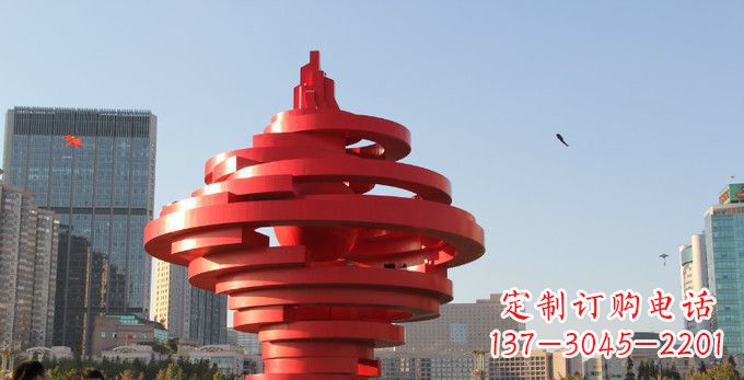 信阳不锈钢抽象火炬雕塑,展现活力与坚强