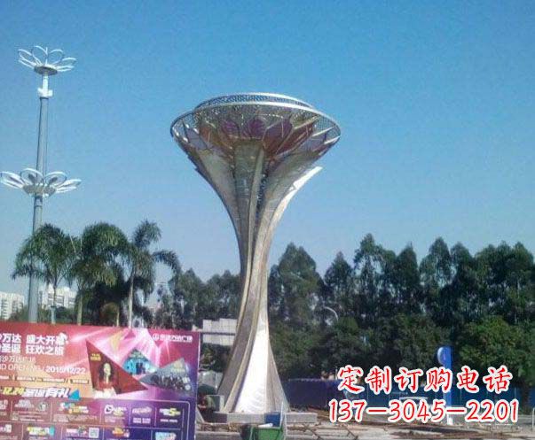 信阳广场不锈钢抽象莲花雕塑