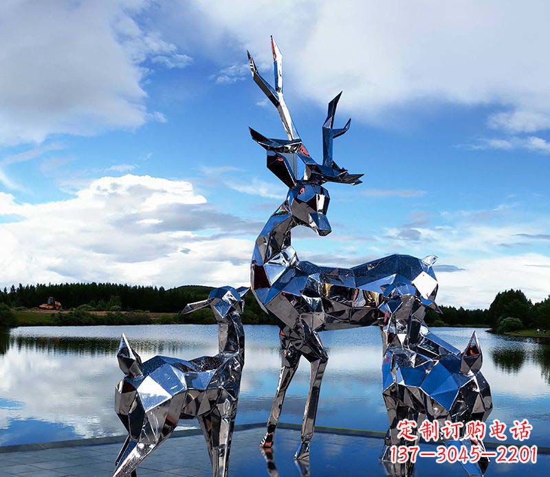 信阳中领雕塑出品:优雅梅花鹿不锈钢雕塑