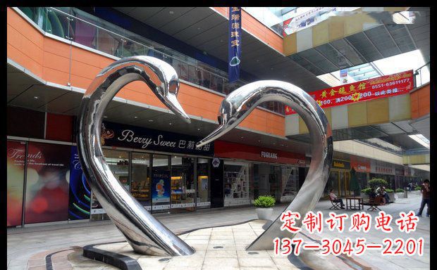 信阳中领雕塑:精美的不锈钢抽象天鹅雕塑