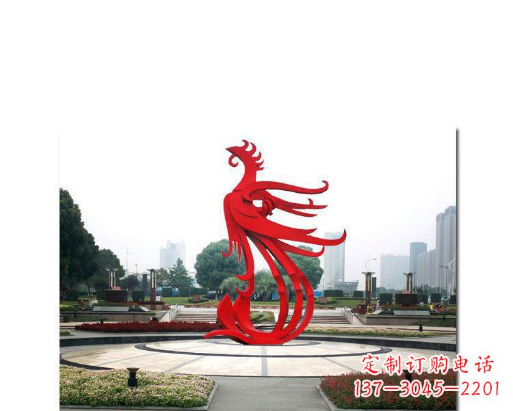 信阳古韵雕塑:不锈钢飞翔凤凰雕塑