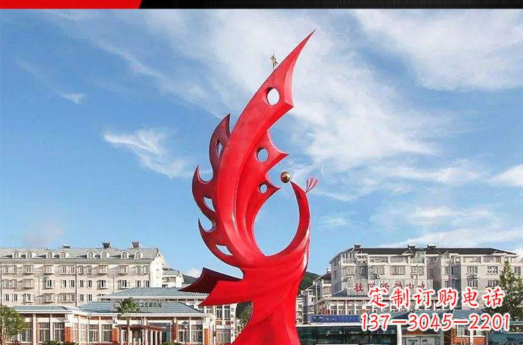 信阳广场不锈钢凤凰摆件雕塑1