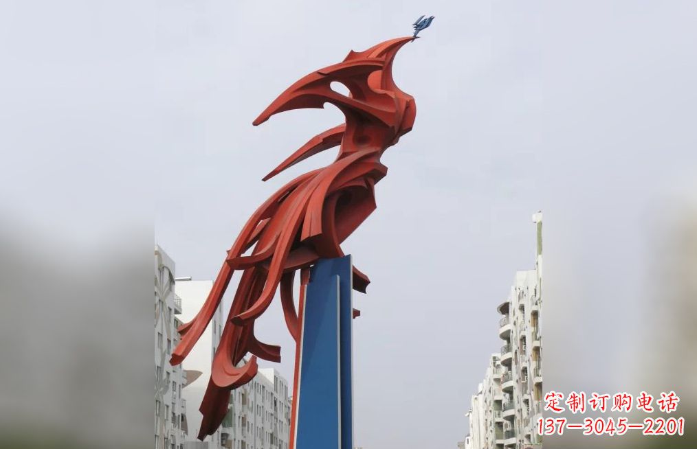 信阳广场不锈钢凤凰抽象雕塑
