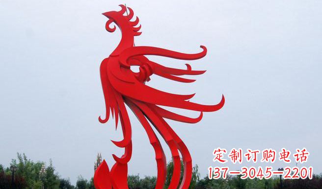 信阳广场不锈钢凤凰雕塑 (3)