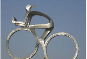 信阳室外装饰不锈钢抽象骑自行车人物雕塑