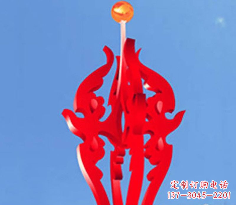 信阳中领雕塑出品:不锈钢火苗抽象雕塑