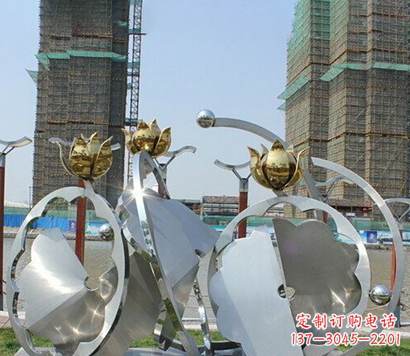 信阳精美不锈钢抽象莲花雕塑