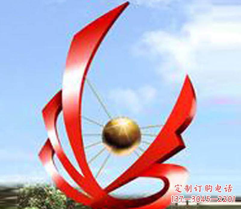 信阳让风带来梦想——中领雕塑飘带球网景观雕塑