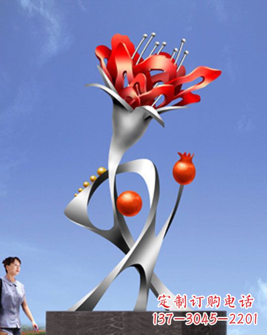 信阳精美不锈钢石榴花雕塑,震撼了审美的眼睛