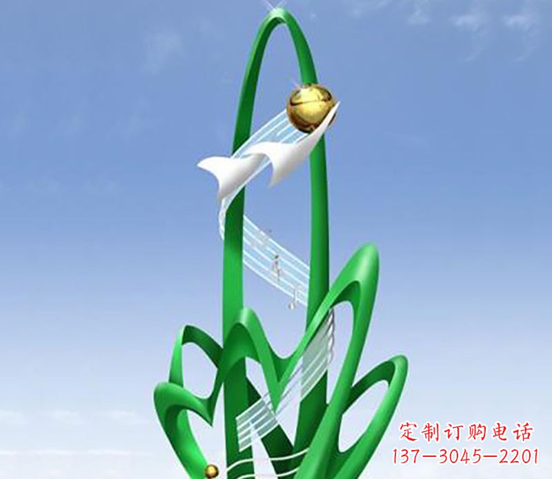 信阳广场不锈钢树叶景观雕塑