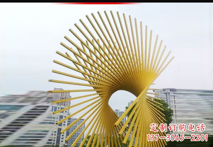 信阳现代美学——不锈钢树枝扇形景观雕塑