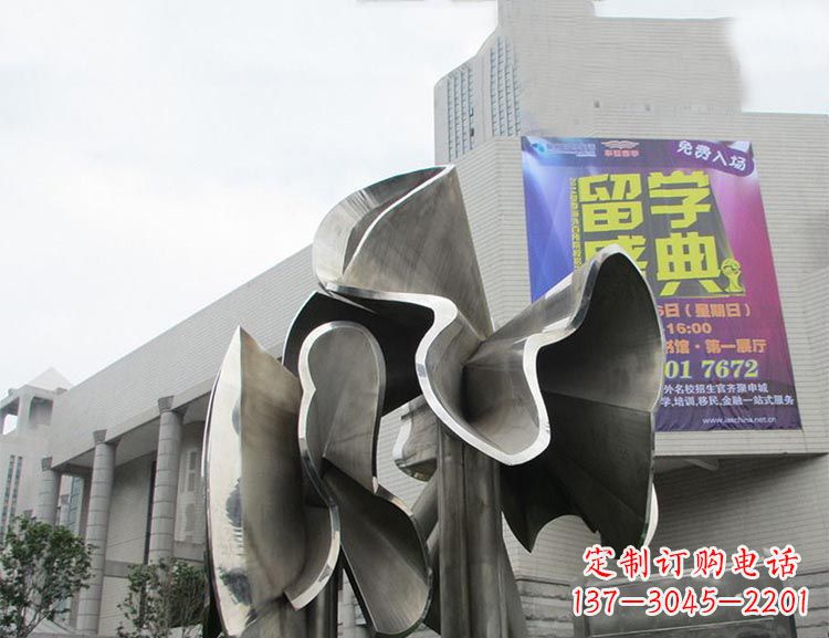 信阳全新不锈钢荷叶雕塑,缔造完美景观