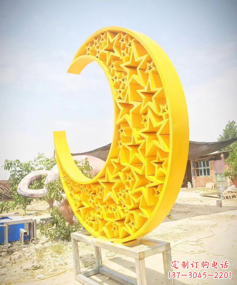 信阳魅力四射的五星月亮不锈钢雕塑
