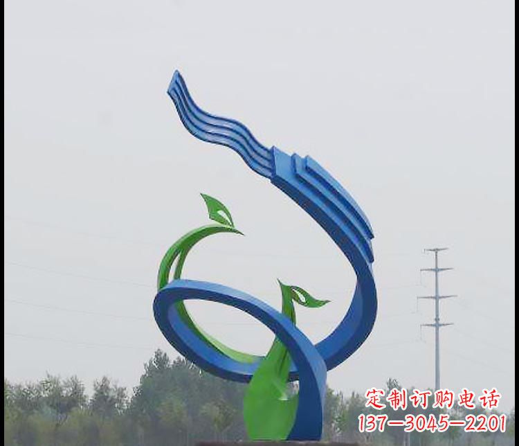 信阳完美锻造,彩色不锈钢抽象凤凰雕塑