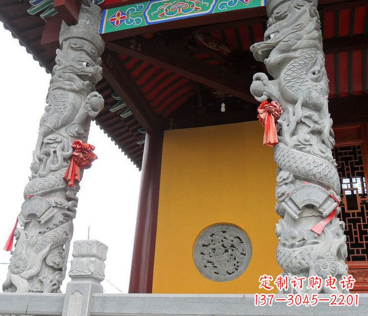 信阳广场大理石盘龙柱景观石雕_2