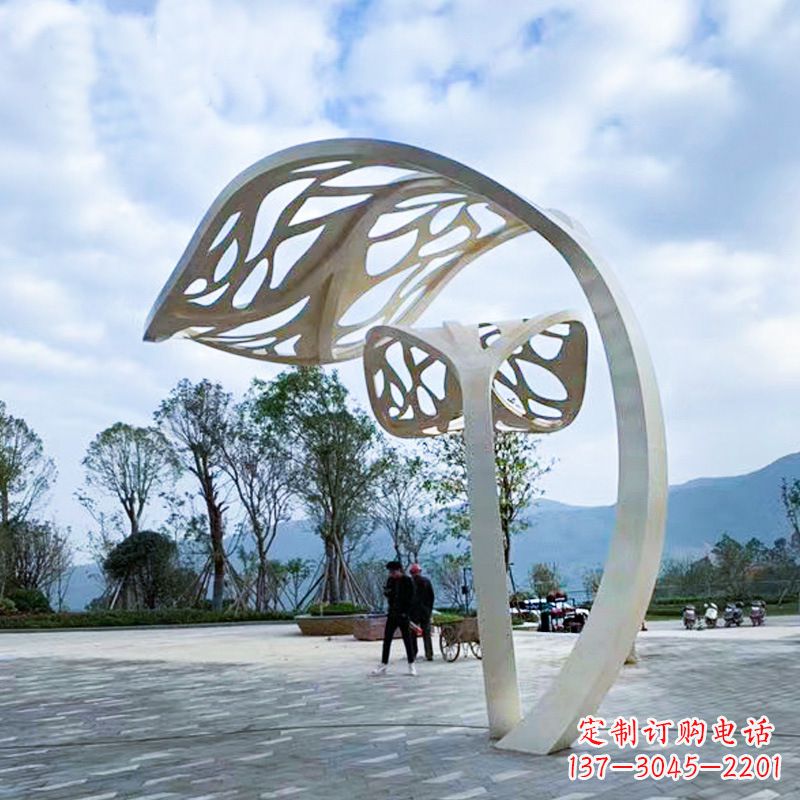 信阳精致的不锈钢树叶雕塑
