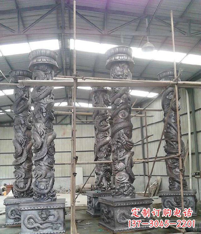 信阳传统艺术雕刻精美大型仿铜龙柱