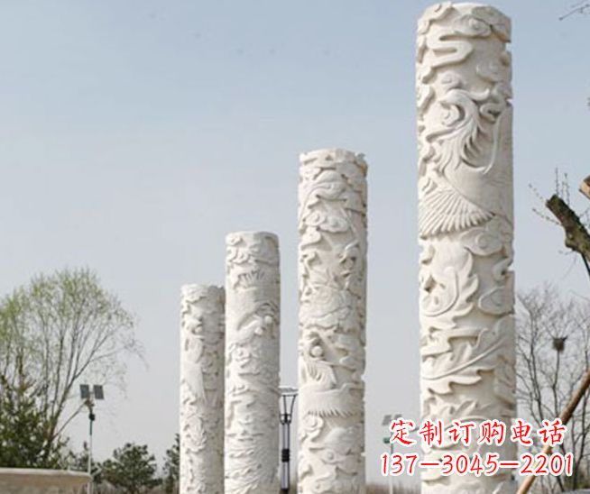 信阳尊贵优雅,凤凰浮雕龙柱景观石雕