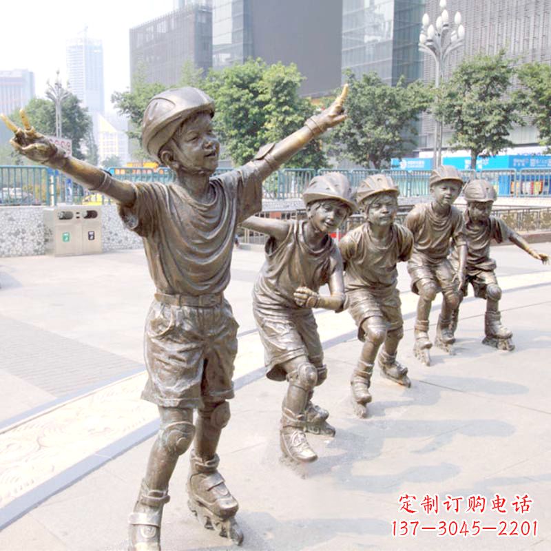 信阳精致巧雕的滑旱冰小孩雕塑