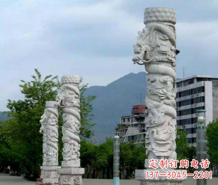 信阳广场景观大理石龙柱石雕 (3)