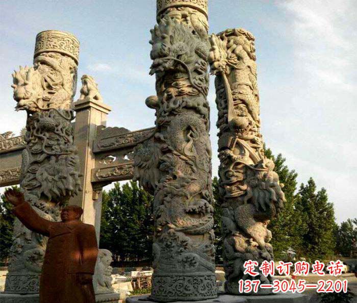 信阳中领雕塑推出的震撼龙柱大理石雕，是一种典…