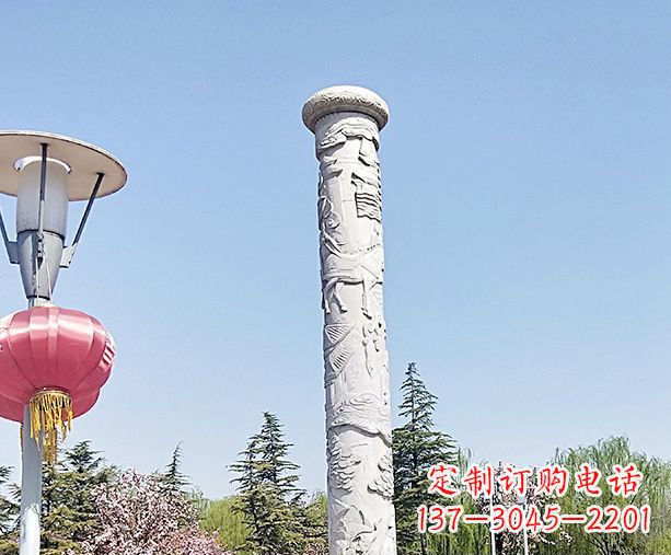 信阳广场景观大理石龙柱石雕 (6)