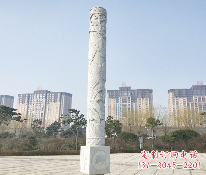 信阳广场景观大理石龙柱石雕_2 (2)