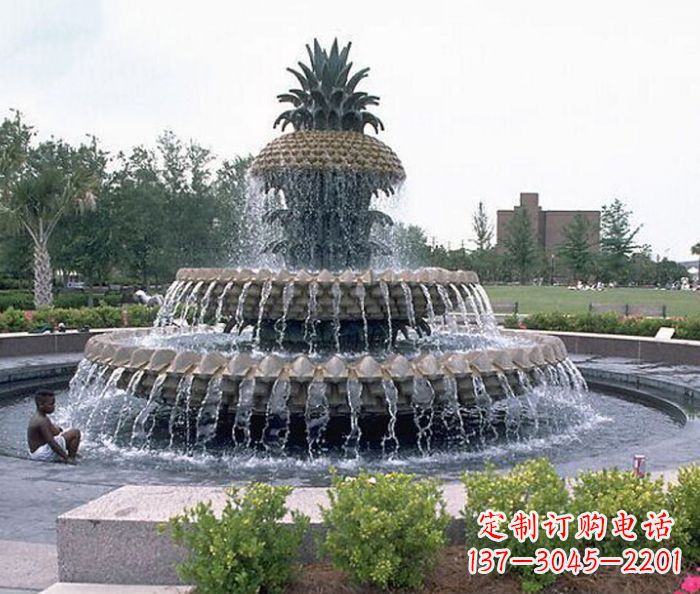 信阳广场景观大型菠萝喷泉石雕