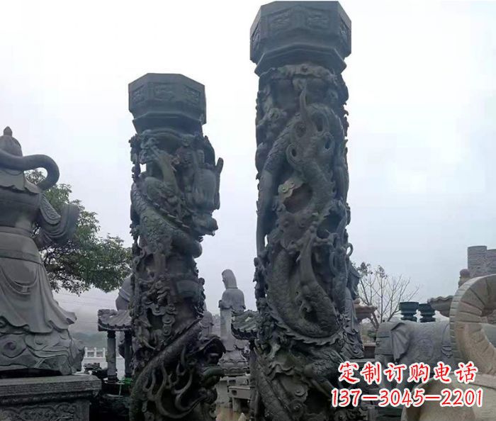 信阳安静传承-中领雕塑广场景观仿古盘龙柱石雕