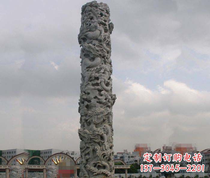 信阳精美仿古盘龙柱石雕