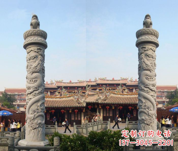 信阳精美的汉白玉龙柱石雕塑