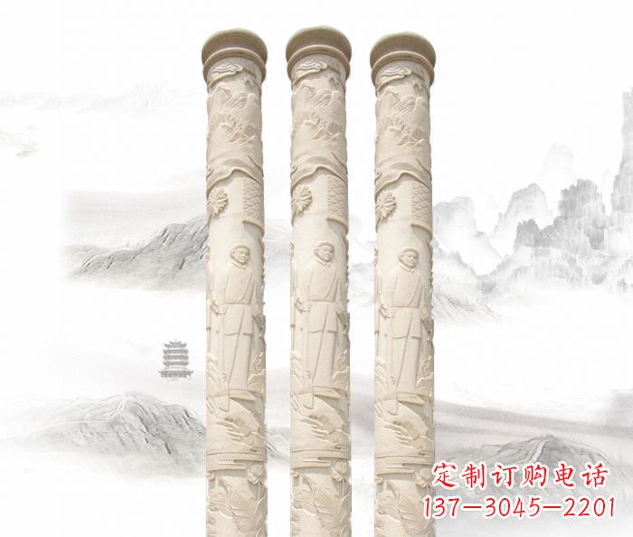 信阳精致大气的汉白玉龙柱雕塑