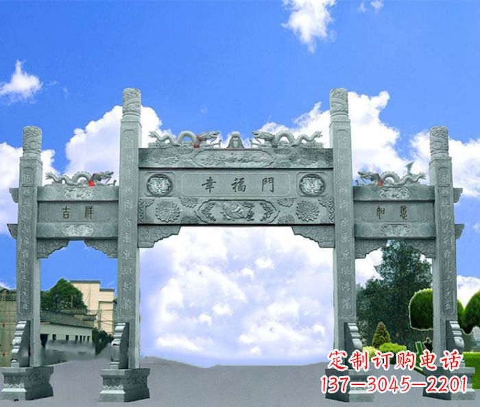 信阳华丽精美的三门牌坊雕塑