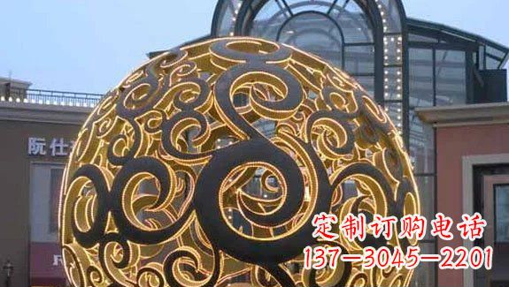 信阳镂空球形喷泉雕塑无锈钢精美装点空间