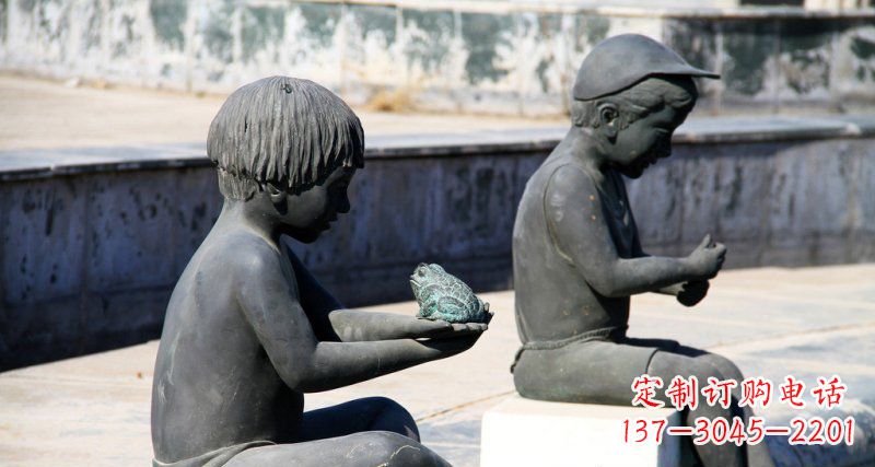 信阳儿童景观铜雕,携带童趣的青蛙