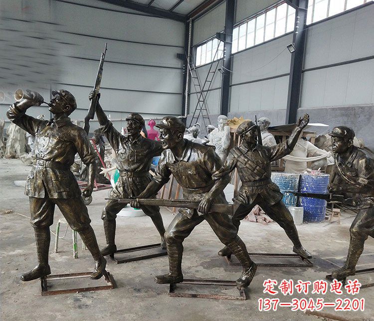 信阳广场铜雕解放军人人物雕塑
