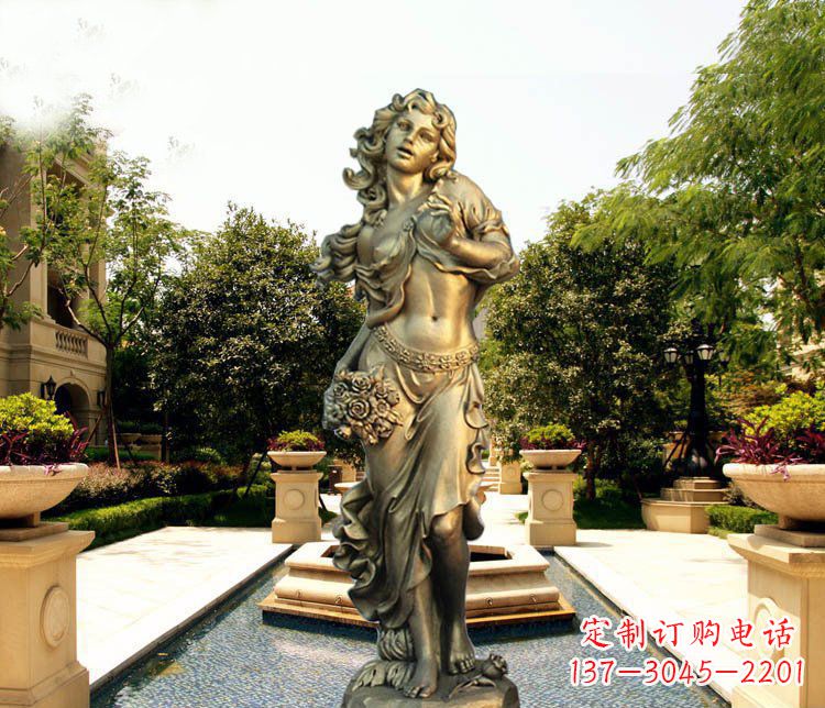 信阳华丽蓬勃的铜雕女神像