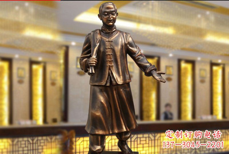 信阳精致传统,店小二人物雕塑