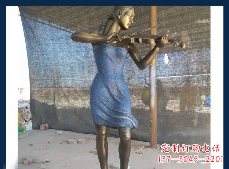 信阳精美细腻的西方美女拉小提琴人物雕塑