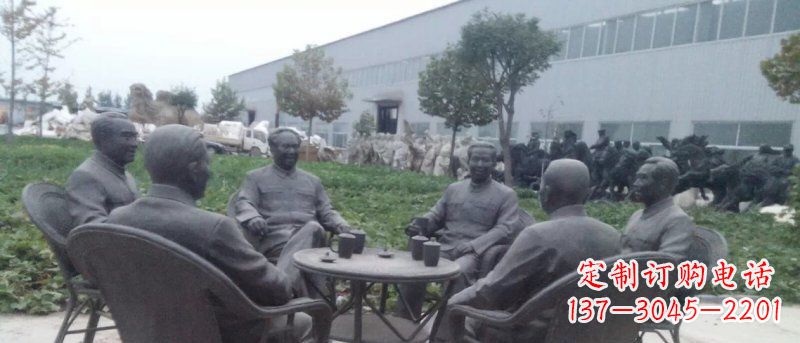 信阳广场伟人喝茶人物铜雕