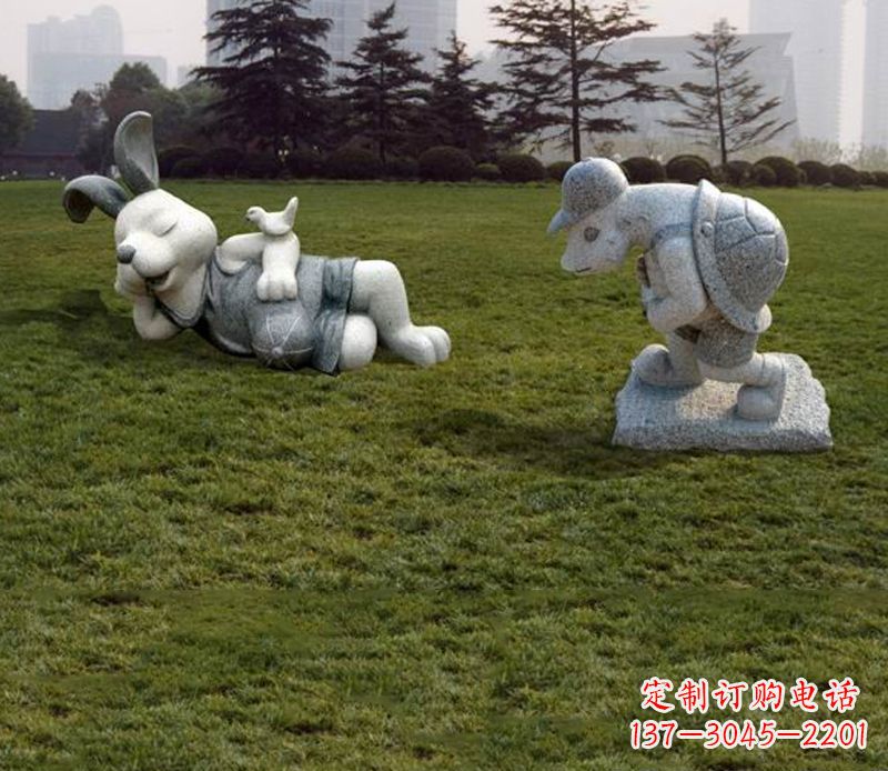 信阳中领雕塑独特的石雕兔子
