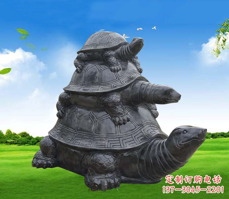 信阳重现经典,海龟母子石雕动物摆件